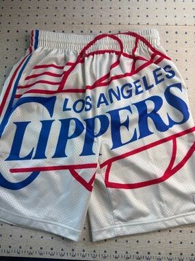 Mitchell & Ness Clippers Hardwood Classics Mesh Shorts Logo White Est M